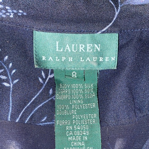 Ralph Lauren VTG Inspired Silk Maxi Dress in NVY w/ WHT/SIL Floral Pattern SZ 8 - Picture 4 of 5